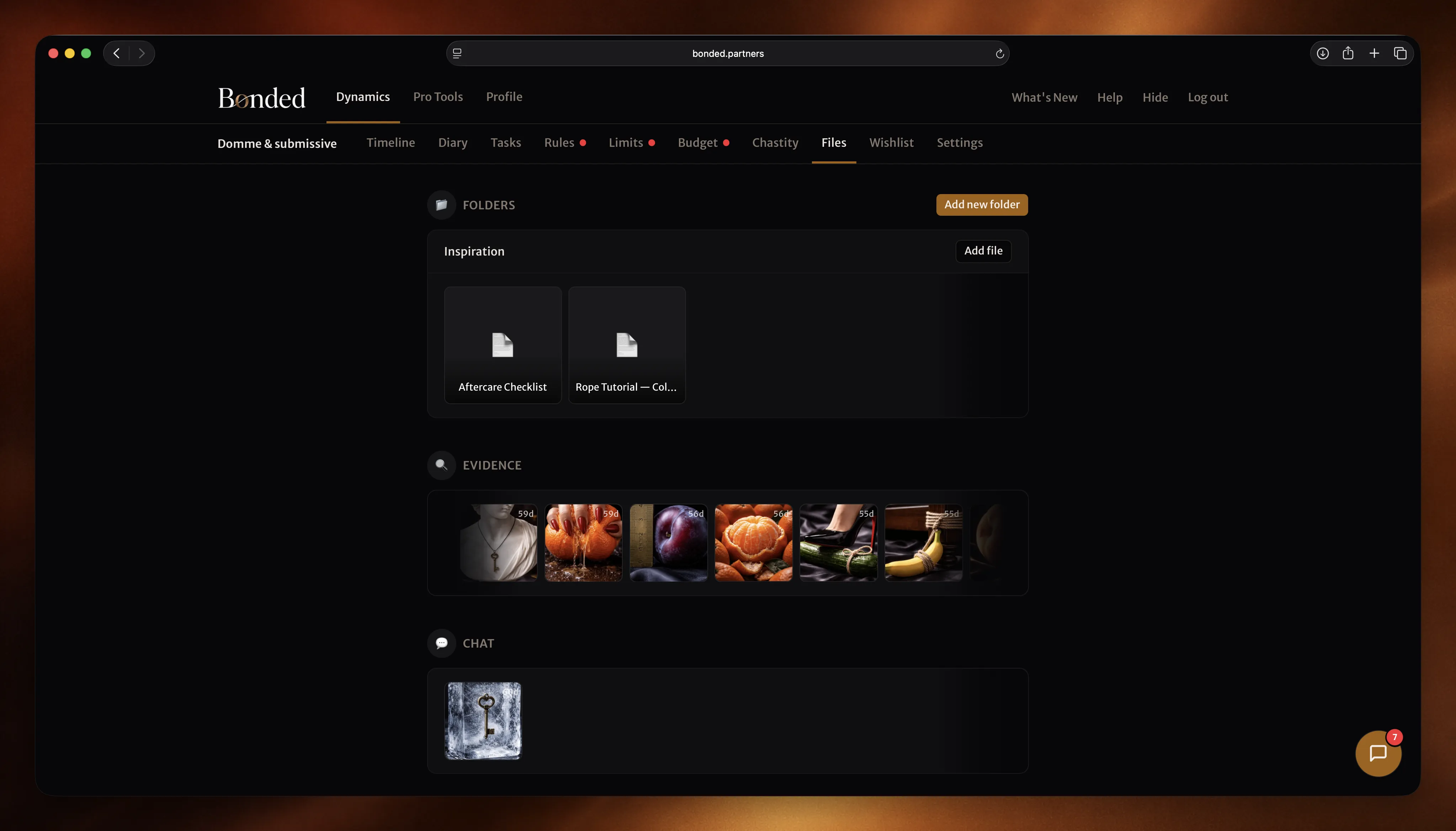 Shared folders with visibility badges and file contents at a glance